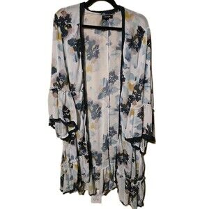 Torrid Textured Chiffon Midi Ruffle Kimono Women’s Plus Size 4 Multicolor Floral